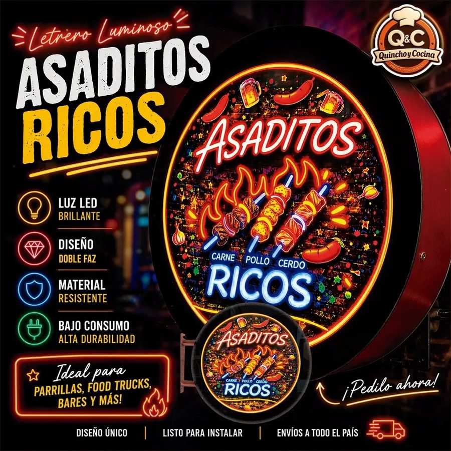 Letrero luminoso Asaditos Ricos