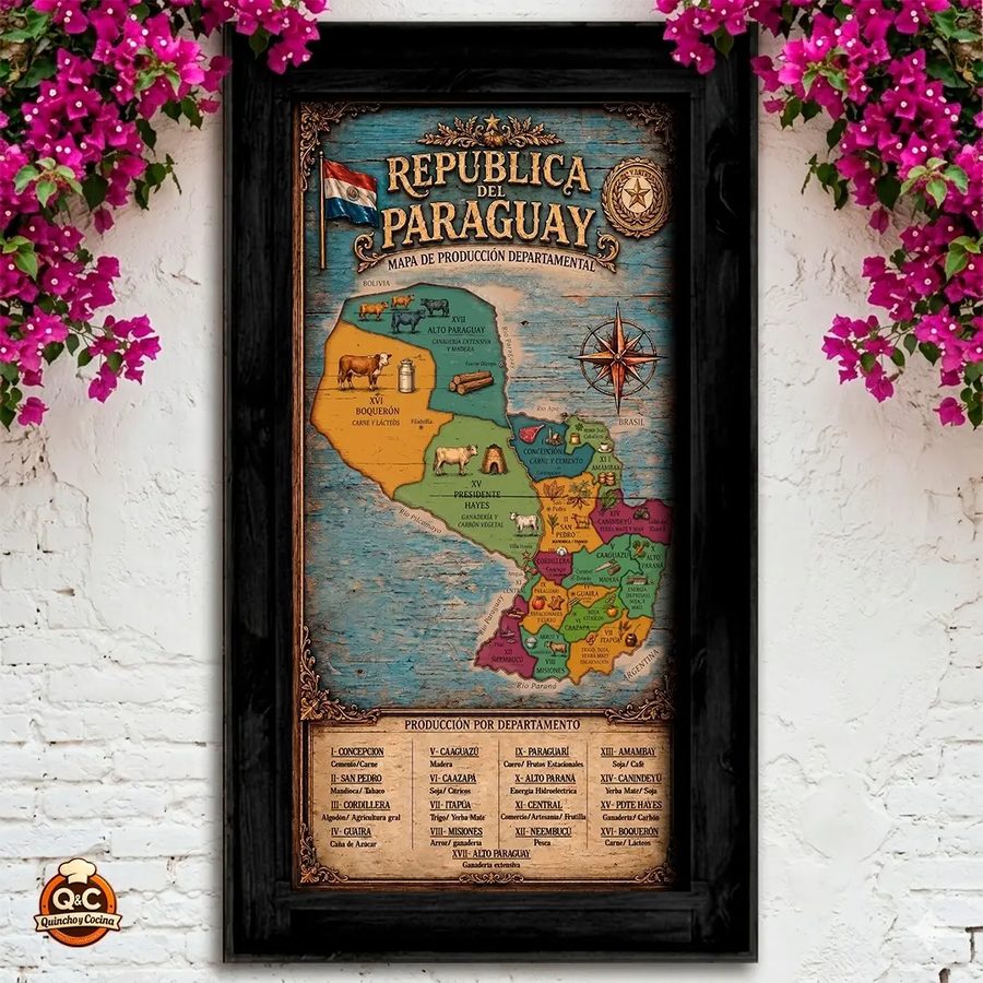 Cuadro mapa económico de Paraguay – producción por departamento