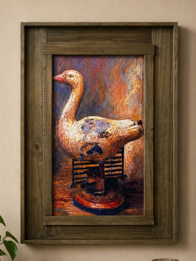 Cuadro Ganso de madera (pintura al óleo)