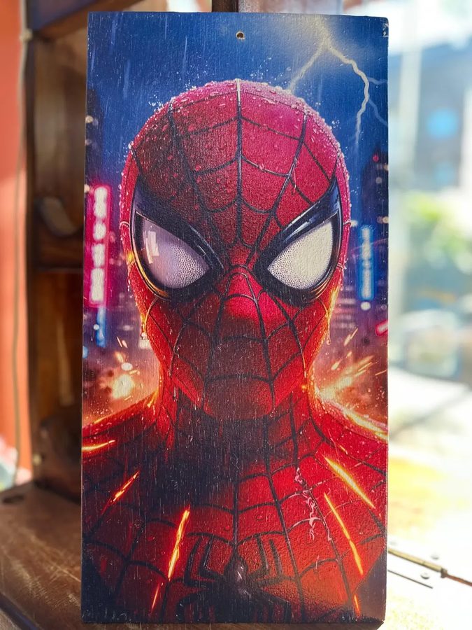 Cuadro de Spider-Man – máscara en primer plano con rayos