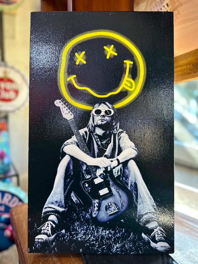 Cuadro Nirvana – carita sonriente y guitarrista