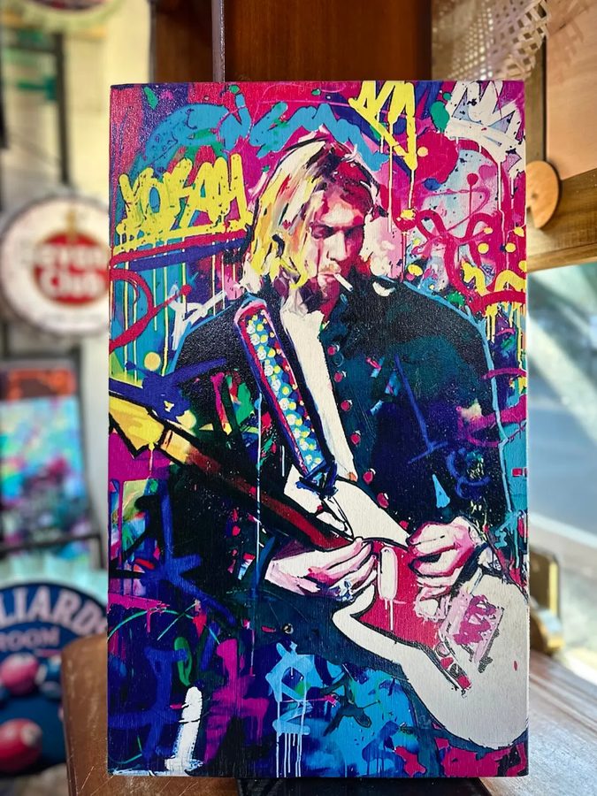 Cuadro Guitarrista con fondo de graffiti
