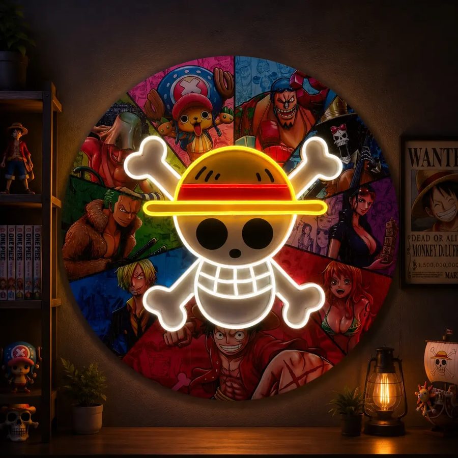Neón One Piece – Calavera del Sombrero de Paja