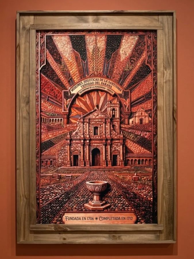 Cuadro Misiones Jesuíticas de Trinidad – estilo tallado en rojos