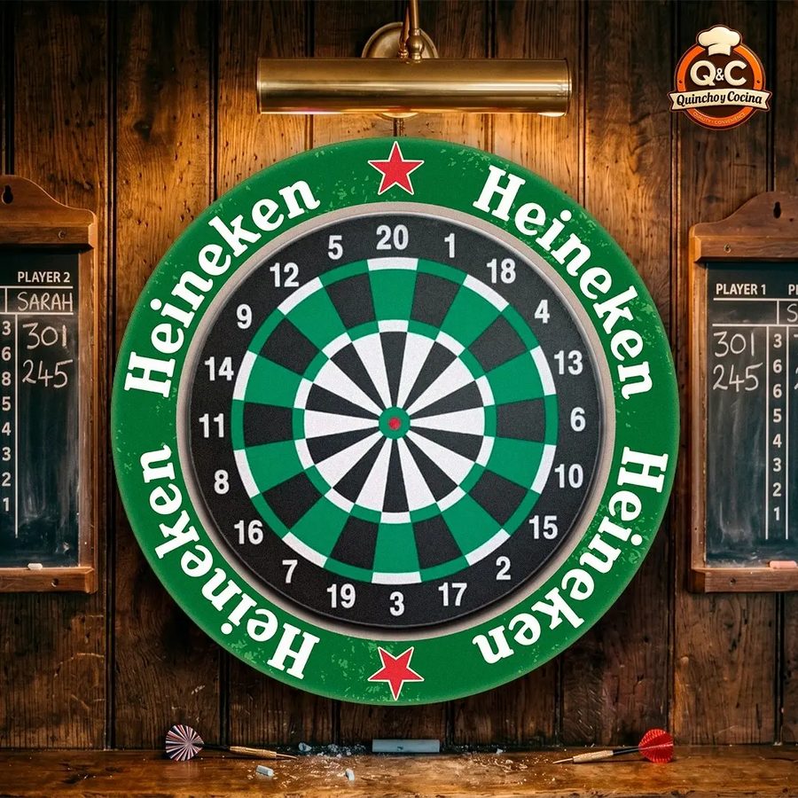 Tablero de dardos Heineken – verde y blanco
