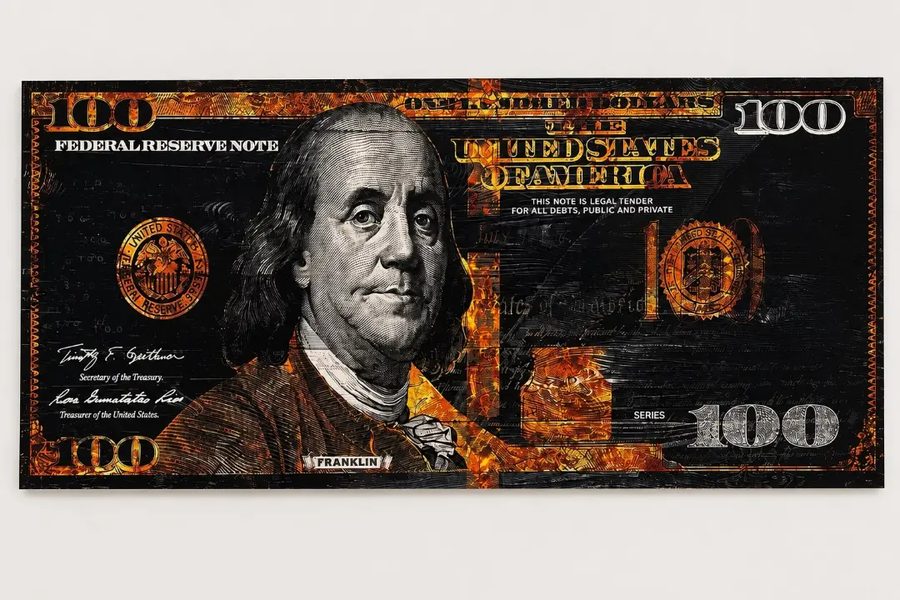 Cuadro Billete de 100 dólares