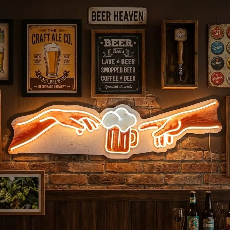 Neón La creación de Adán – Jarra de cerveza