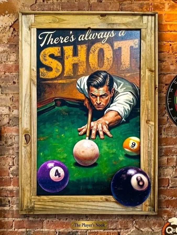Cuadro de pool – There's always a shot con marco de madera