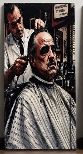 Cuadro Hombre de traje en la silla del barbero
