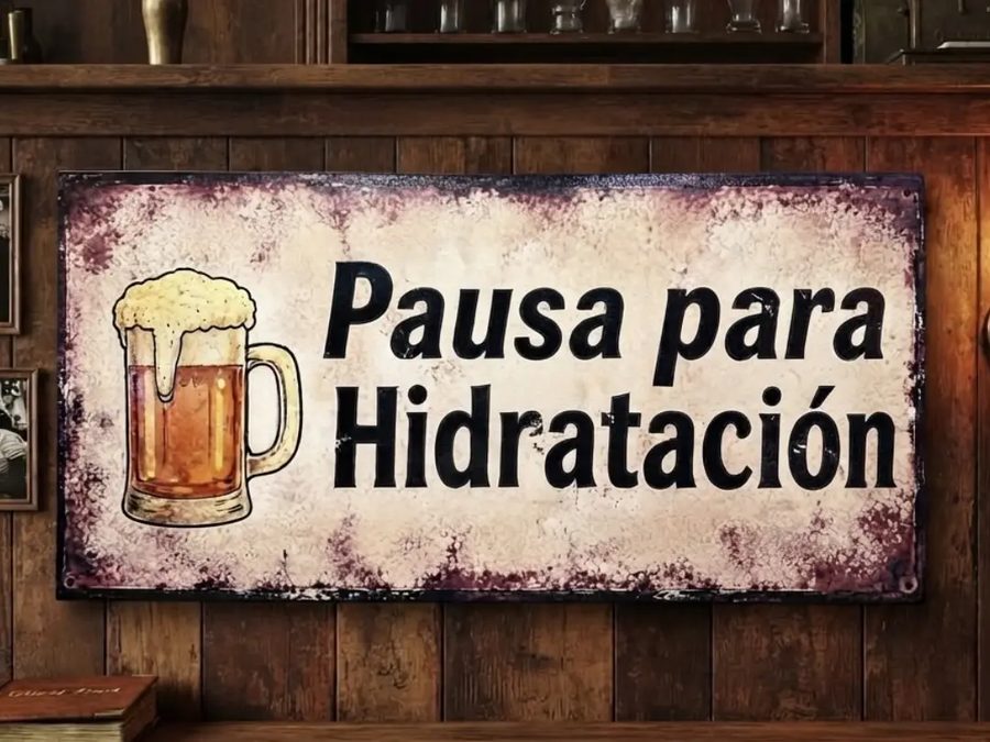 Chapa decorativa – Pausa para hidratación con chopp de cerveza