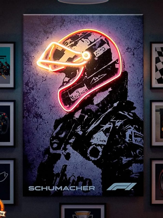 Neón Schumacher (casco F1)