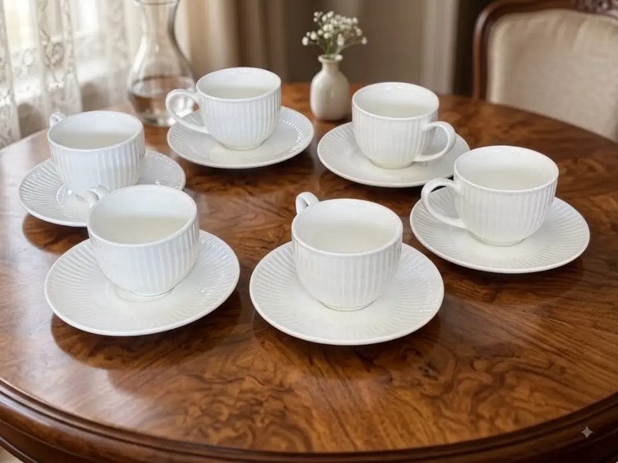 Juego de tazas DANNY HOME CERAMICA 6 pzas 110ml blanco