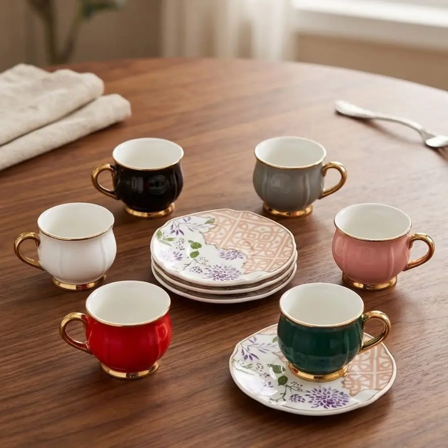 Jugo de taza de té de 6 pzs colorido