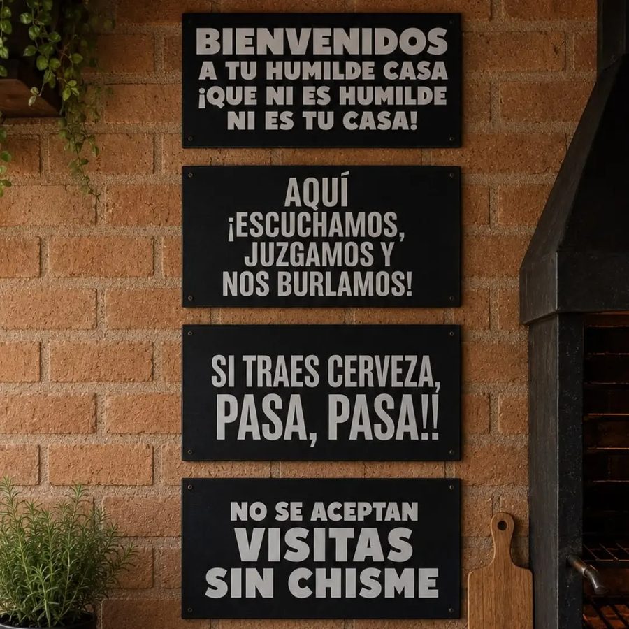 Cuadros Frases para el quincho (Si traes cerveza, pasa, pasa)