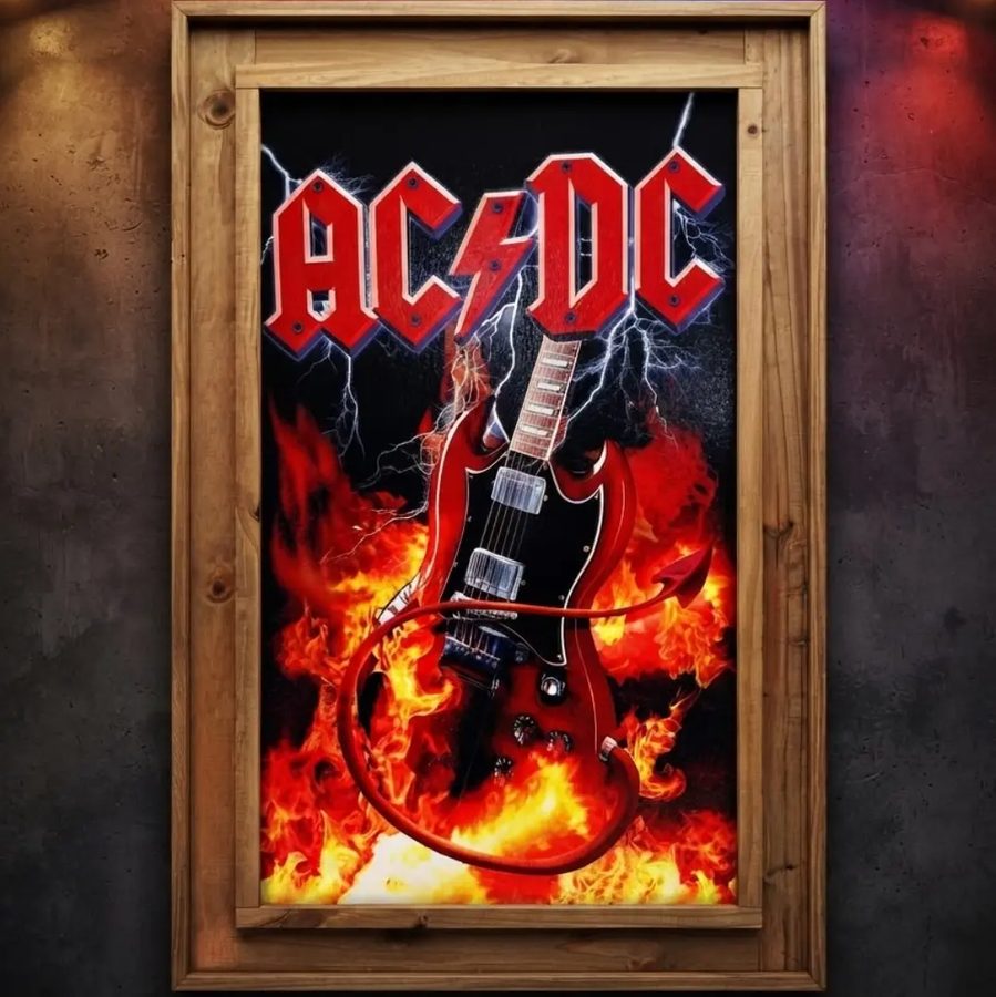 Cuadro AC/DC (guitarra en llamas)
