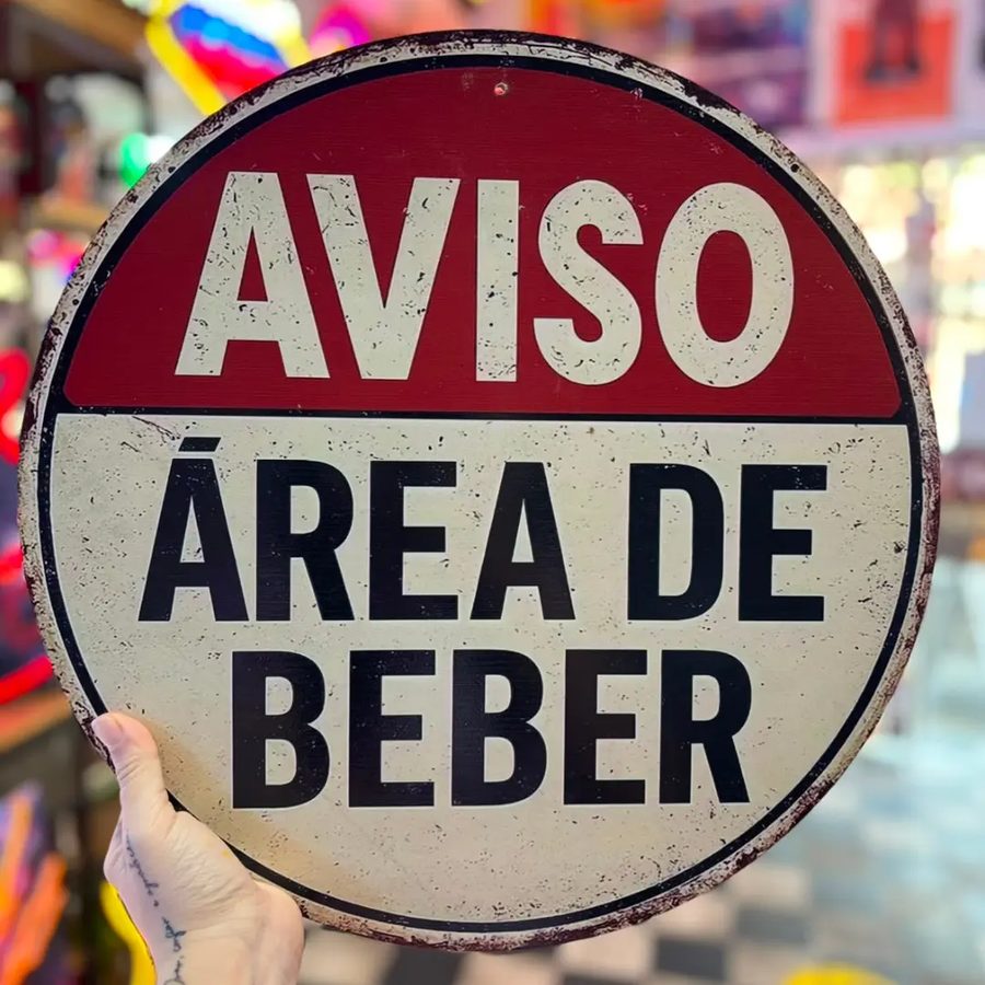 Chapa redonda – Aviso: Área de beber