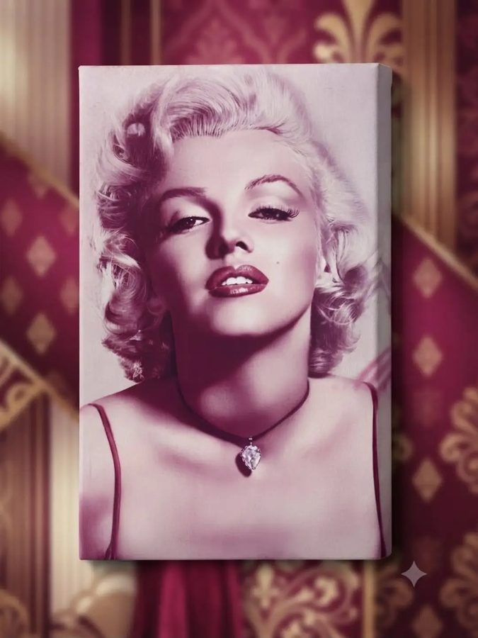 Cuadro – retrato de mujer rubia estilo años 50 en tono rosado