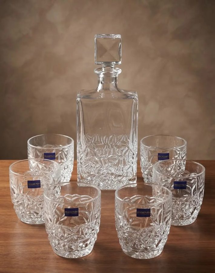 Set de licorera 700 ml, 31 cm para whisky con 6 vasos de 320 ml