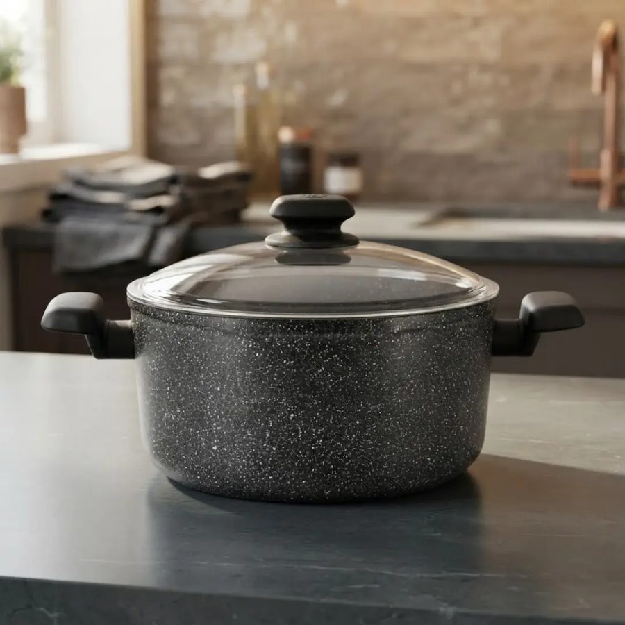 KORKMAZ olla c/tapa negro Ornella alu 24x12.5cm /5.0 L
