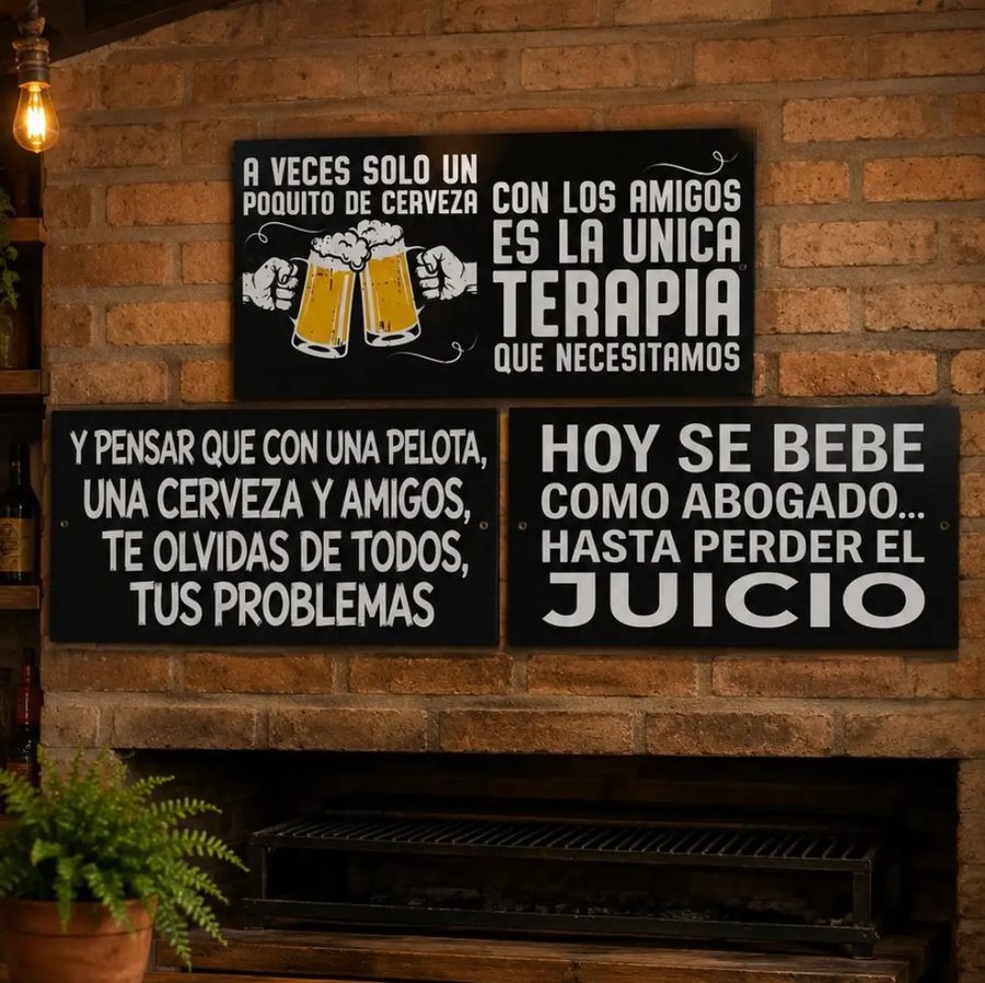Chapas decorativas con frases de cerveza y amigos