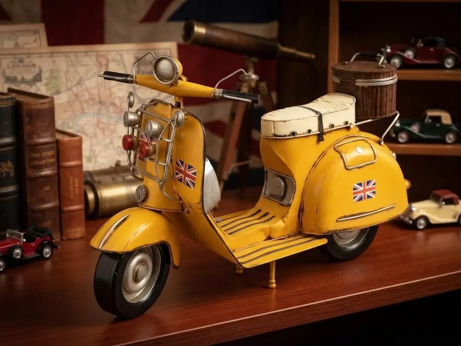 Réplica de Vespa amarilla – estilo vintage