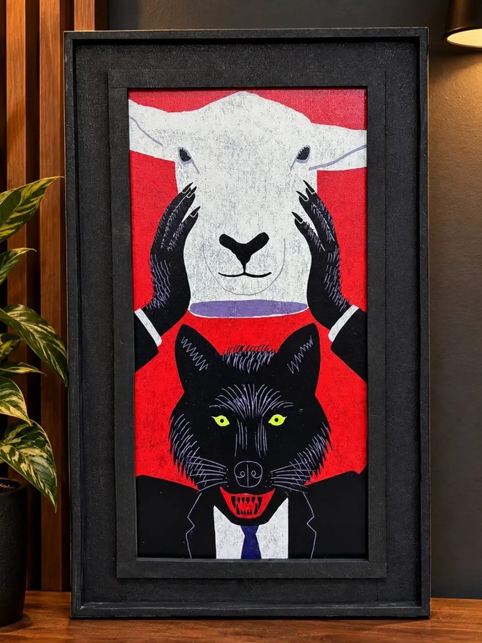 Cuadro Lobo con piel de oveja
