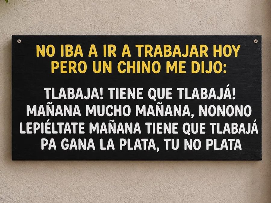 Chapa decorativa con frase – 'Tlabaja, tiene que tlabajá'