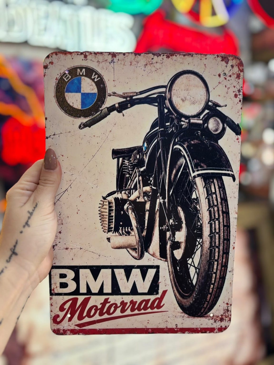 Chapa BMW Motorrad – moto clásica