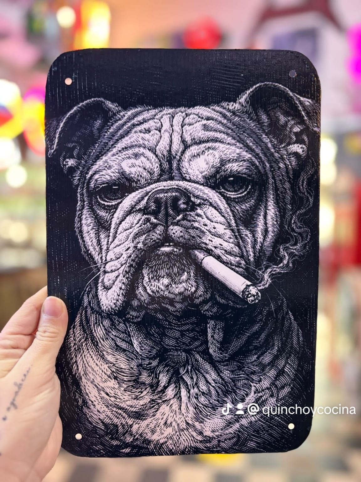 Chapa Bulldog fumando